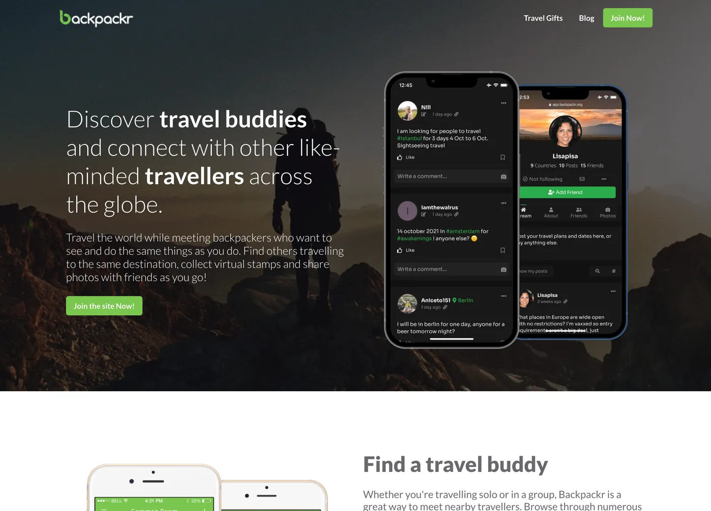Backpackr website screenshot